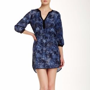 Parker " Rosette Navy 3/4 Length Sleeve Dress